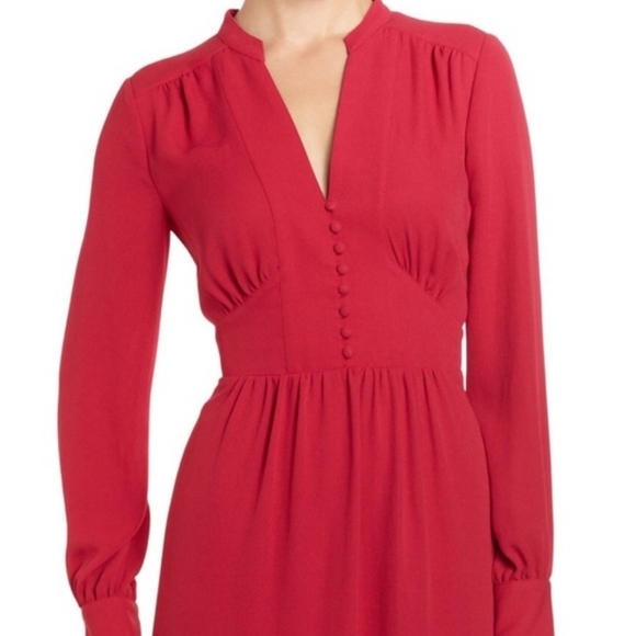 BCBGMAXAZRIA ❤️ Long Sleeve FABIANA Dress in Red Sangria XS - Picture 3 of 11